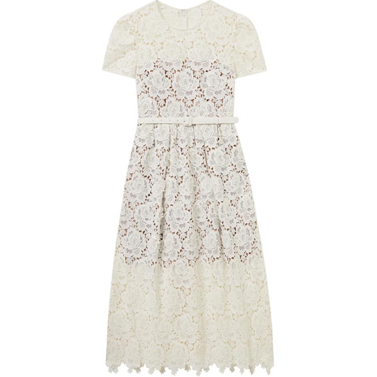 

Флористическое кружевное миди-платье для автопортрета Self-portrait, слоновая кость