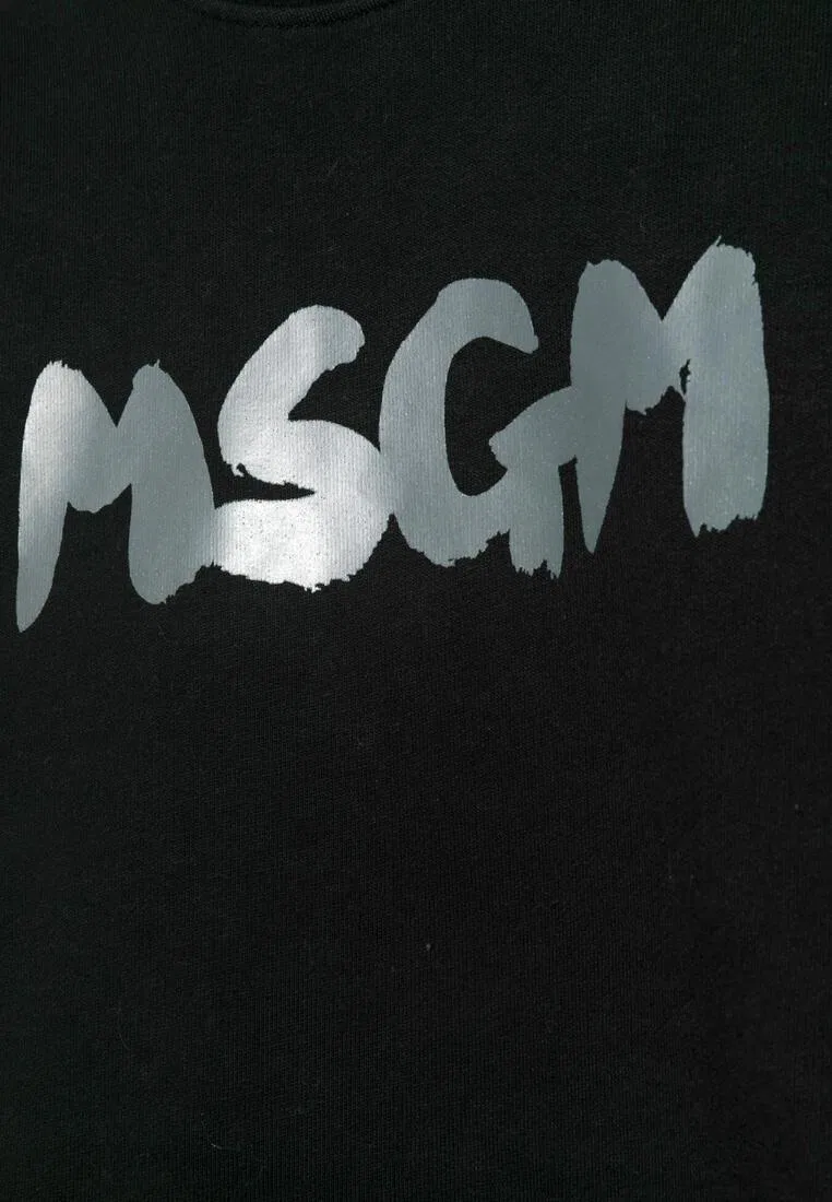 Свитшот хлопковый, Kids Msgm, черный — фото 2