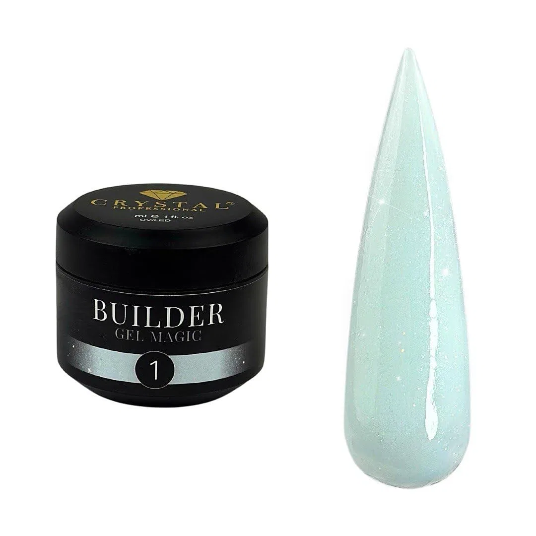 Гель для наращивания ногтей Builder Gel UV 30 мл Mint with Glitter 001 Crystal Professional, Mint With Glitter 001
