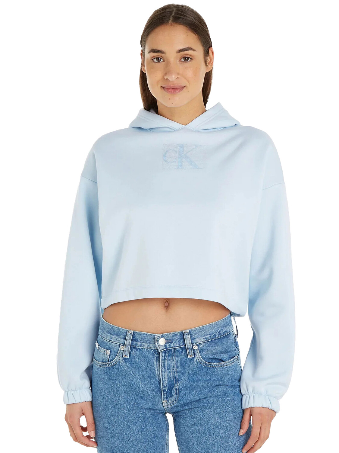 

Толстовка felpa con logo in paillettes Calvin Klein, голубой