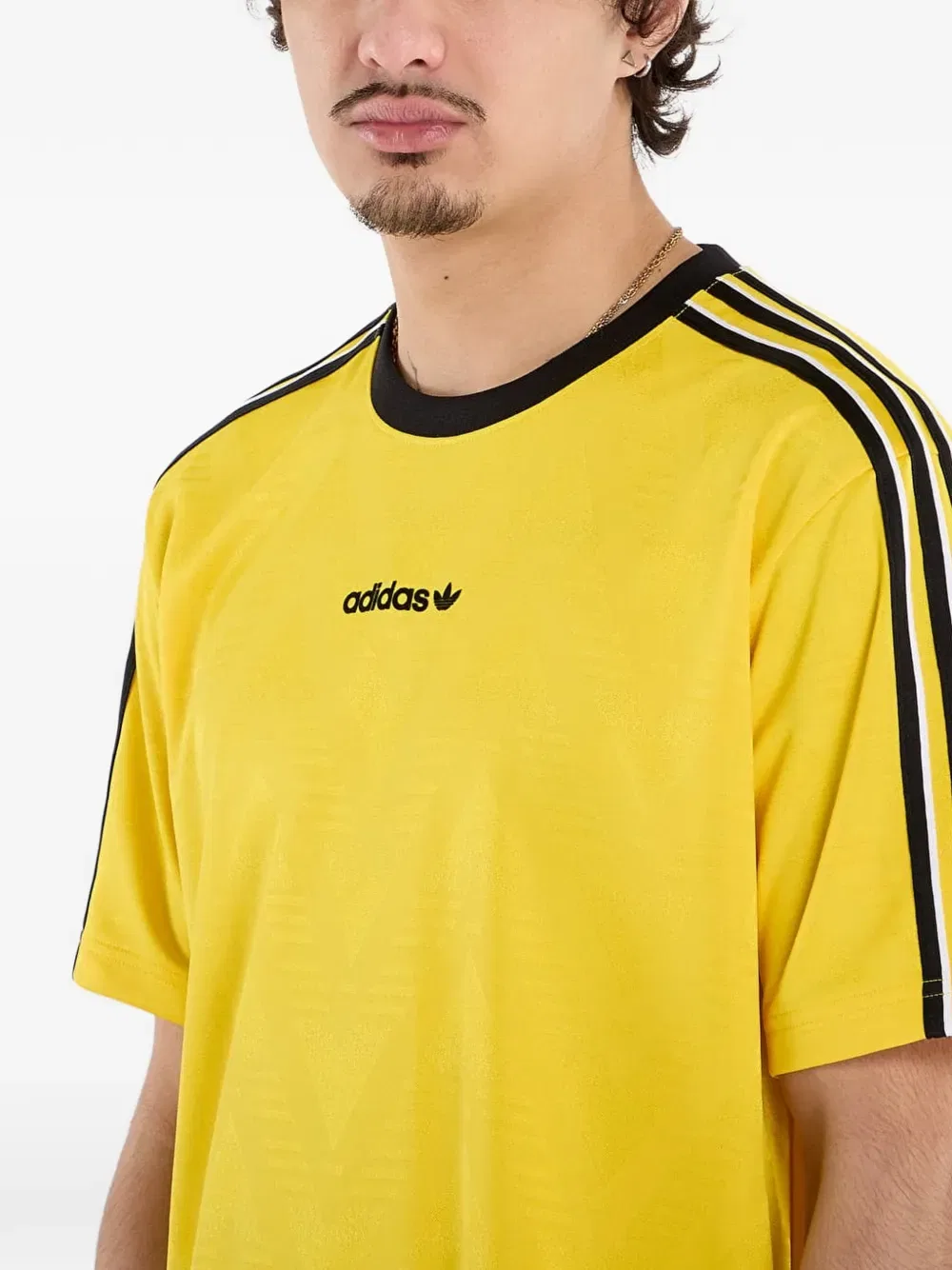Жаккардовая футболка с тремя полосками Adidas, желтый — фото 4