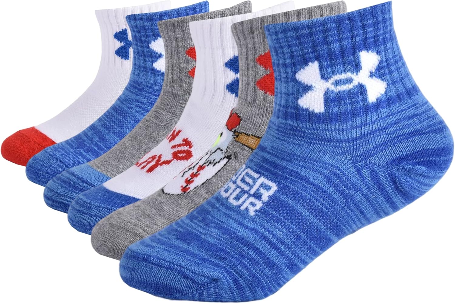 Детские четвертные носки Under Armour для мальчиков (мультипак), Baseball Blue