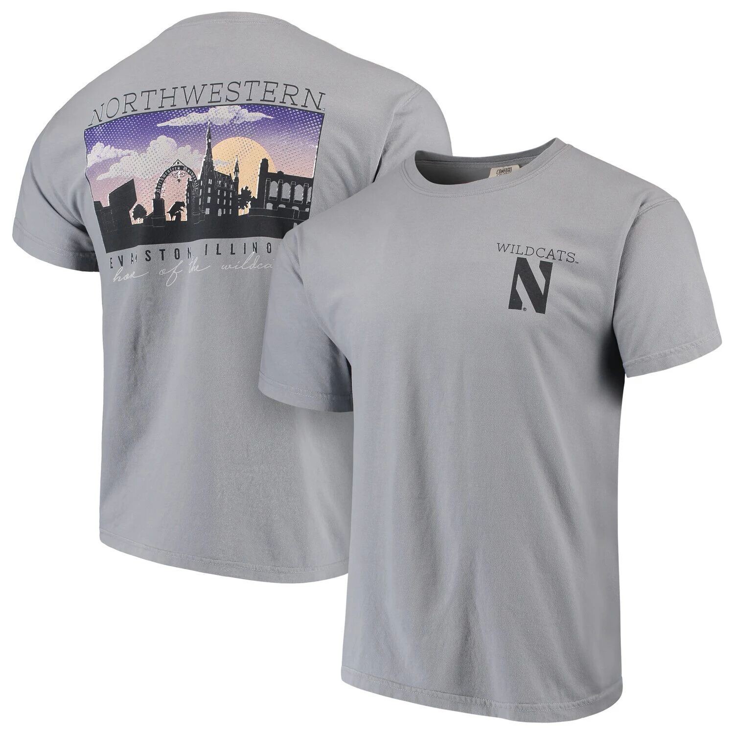 

Мужская серая футболка Northwestern Wildcats Comfort Colours Campus Scenery