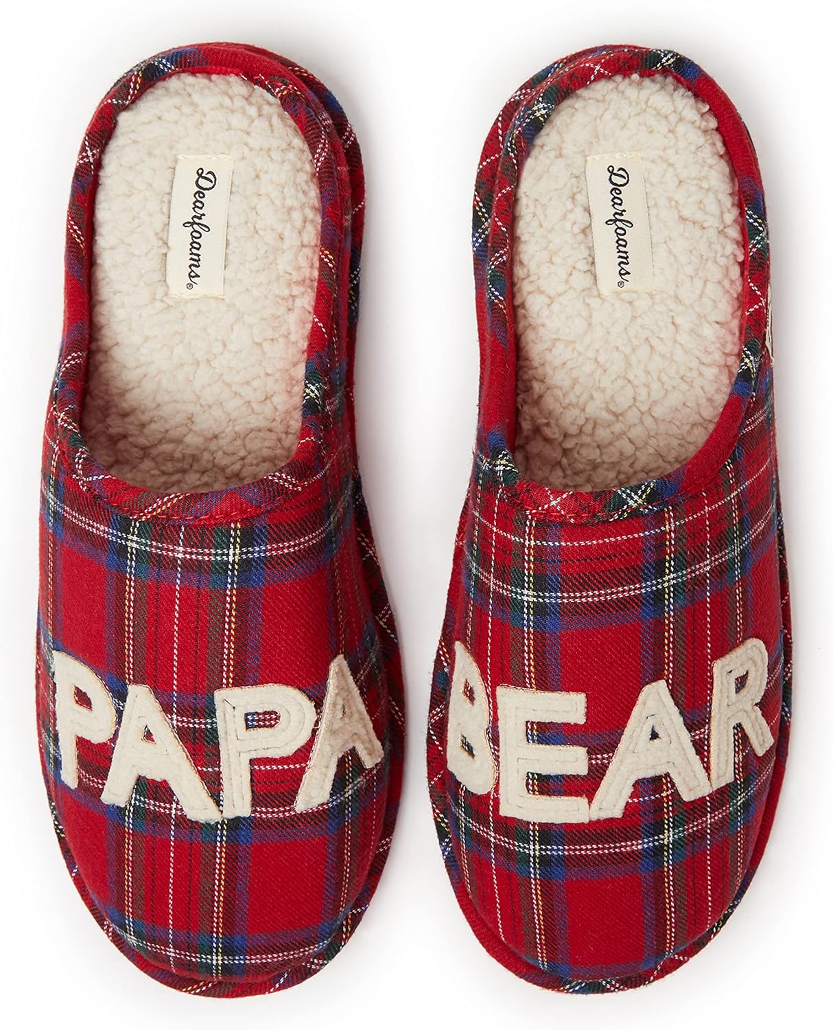 

Тапочки Dearfoams для мужчин Подарок папе Забавные на День отца Папа-медведь, Tartan Plaid