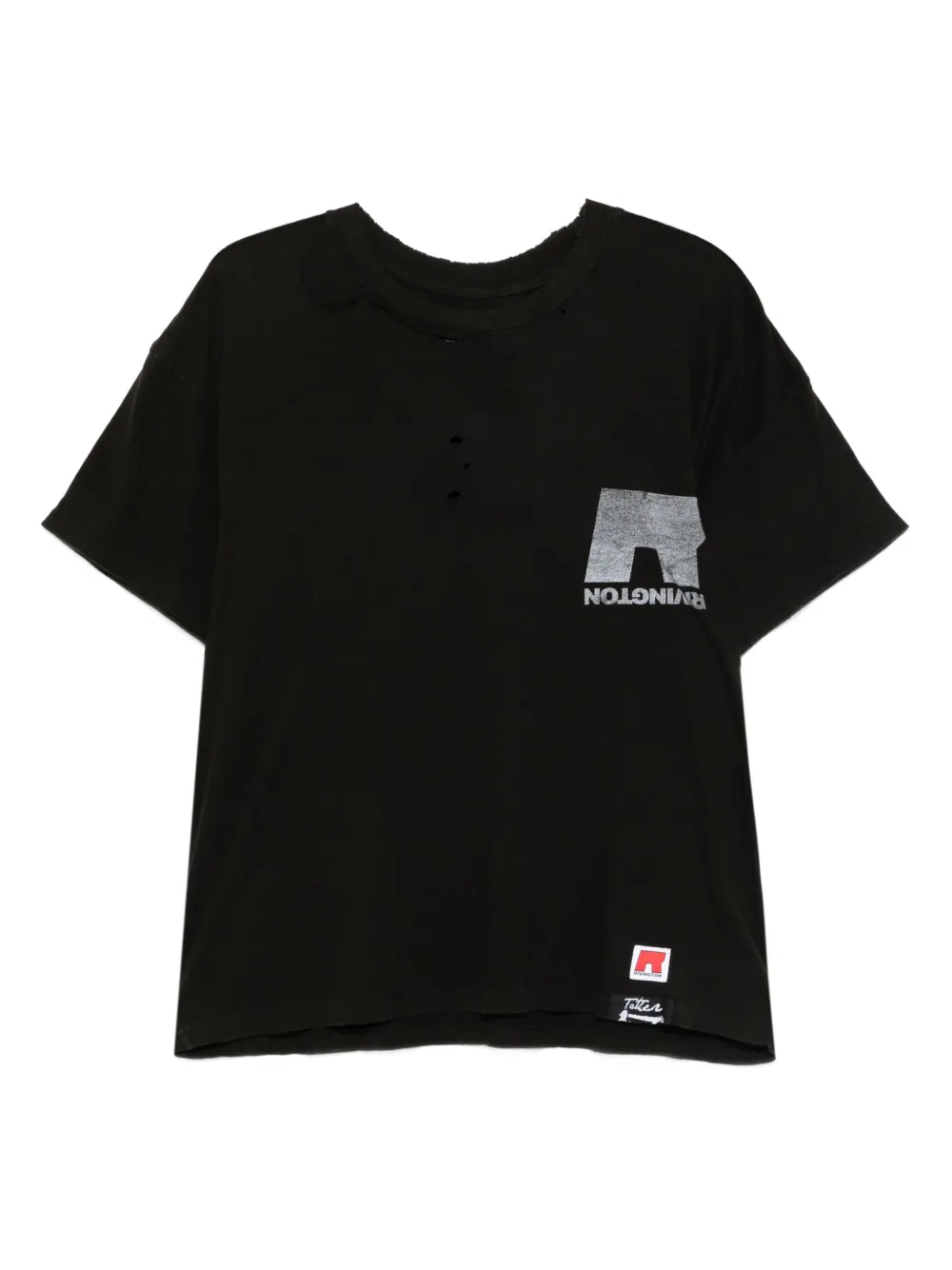 

Футболка с принтом логотипа и потертостями RRR123, черный