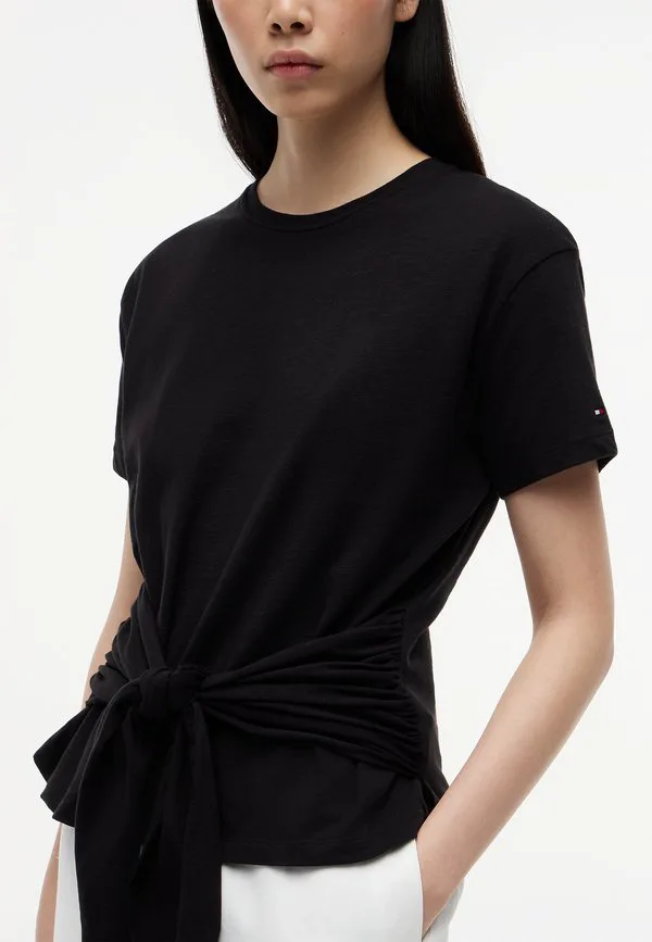 Футболка с принтом, свободный крой, с завязками на шее. Tommy Hilfiger, Black — фото 4
