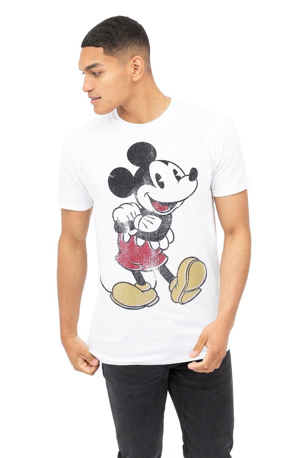

Винтажная хлопковая футболка с Микки Маусом Disney, белый