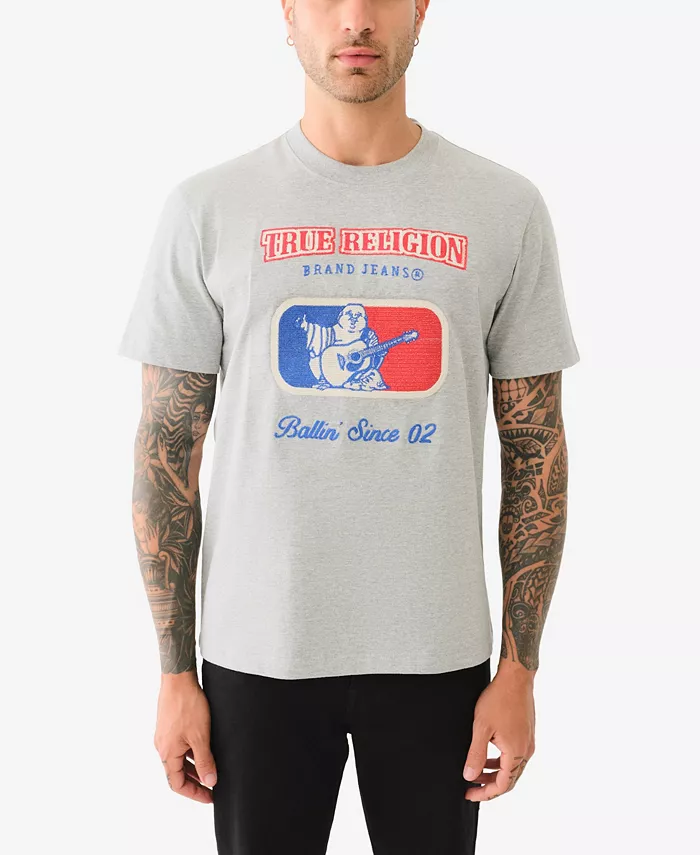 

Мужская футболка с коротким рукавом и вышивкой League True Religion, серый