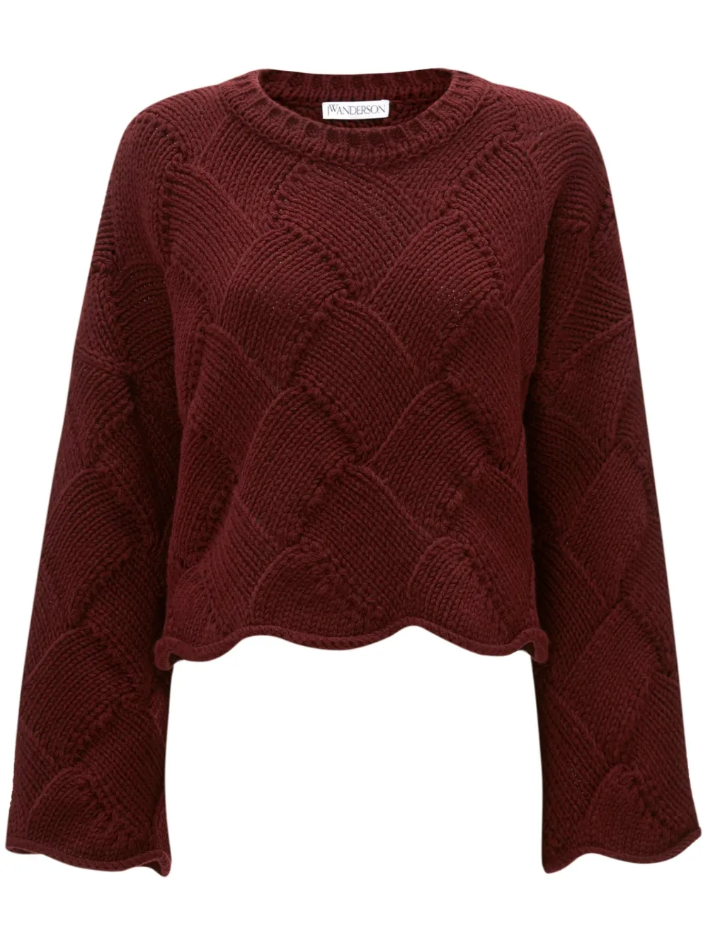 

Укороченный джемпер фактурной вязки JW ANDERSON, красный