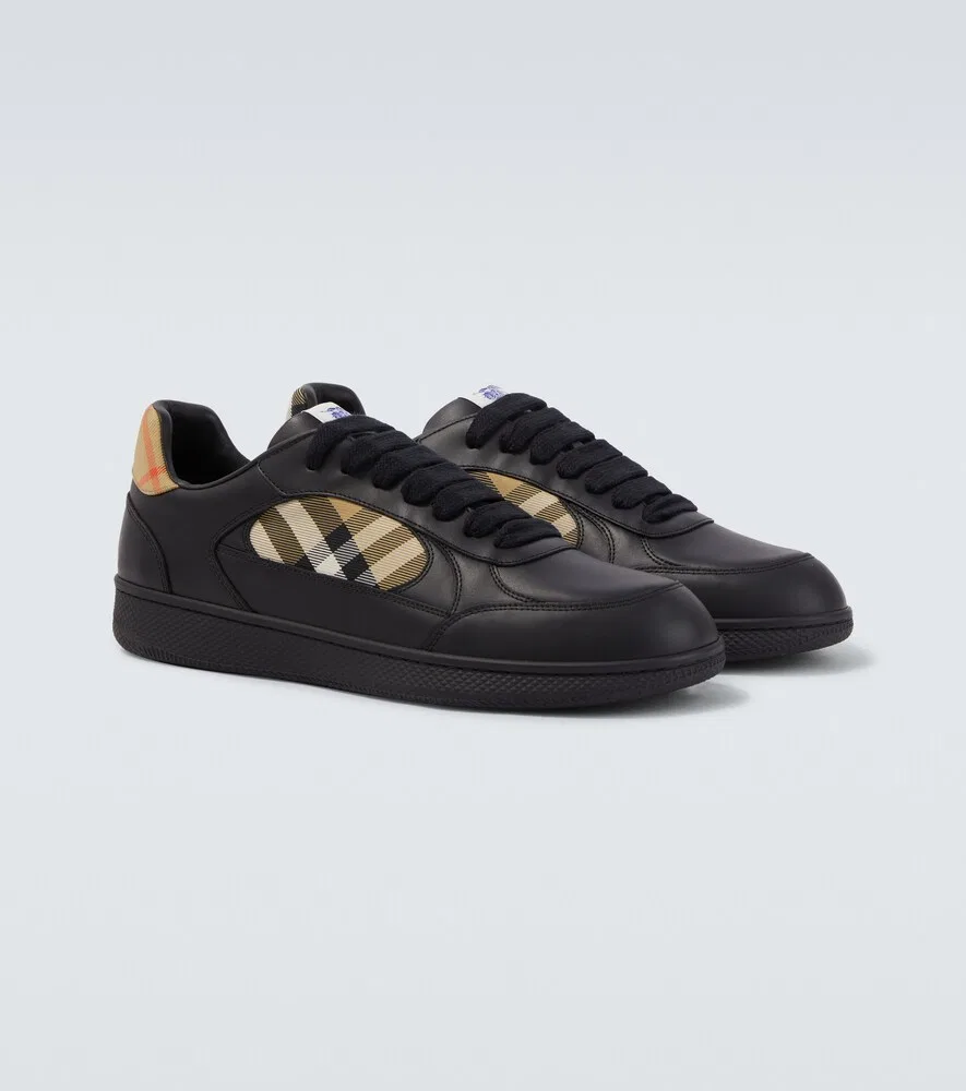 Кроссовки Terrace Burberry в клетку из кожи, черный