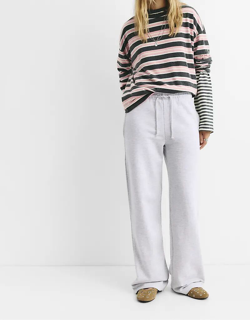 

Спортивные брюки Pull&Bear Flowy серого меланжевого цвета