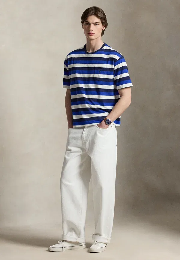 Футболка с принтом Relaxed fit striped jersey, Polo Ralph Lauren, цвет ньюпорт-нави — фото 2
