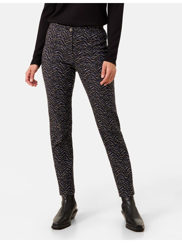 

Тканевые брюки Gerry Weber Hose Freizeit verkürzt, цвет schwarz/camel/blau