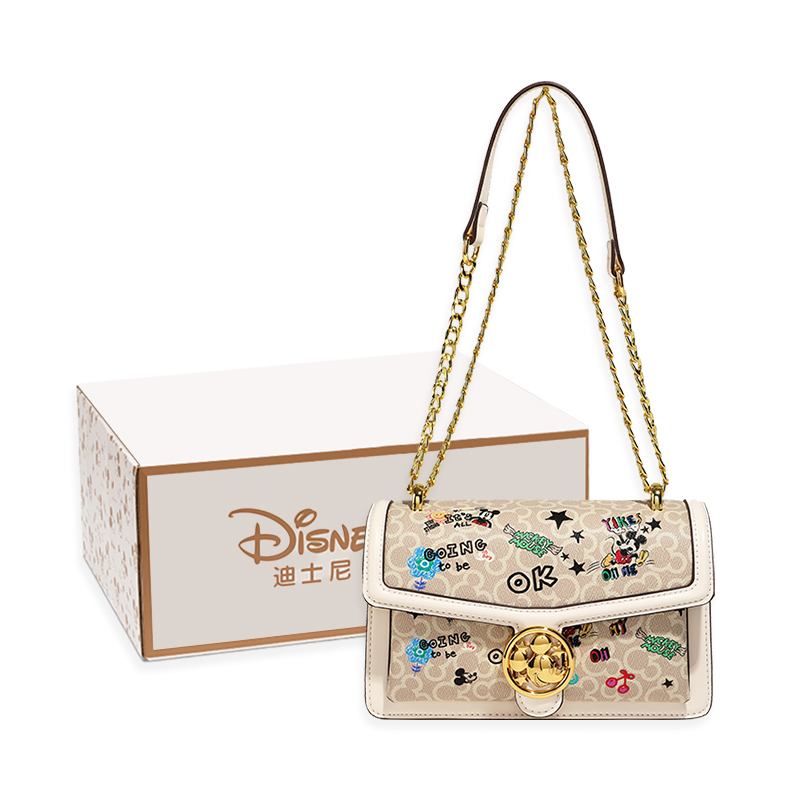 

Disney Микки серия ПУ маленькая квадратная сумка через плечо женская, Apricot