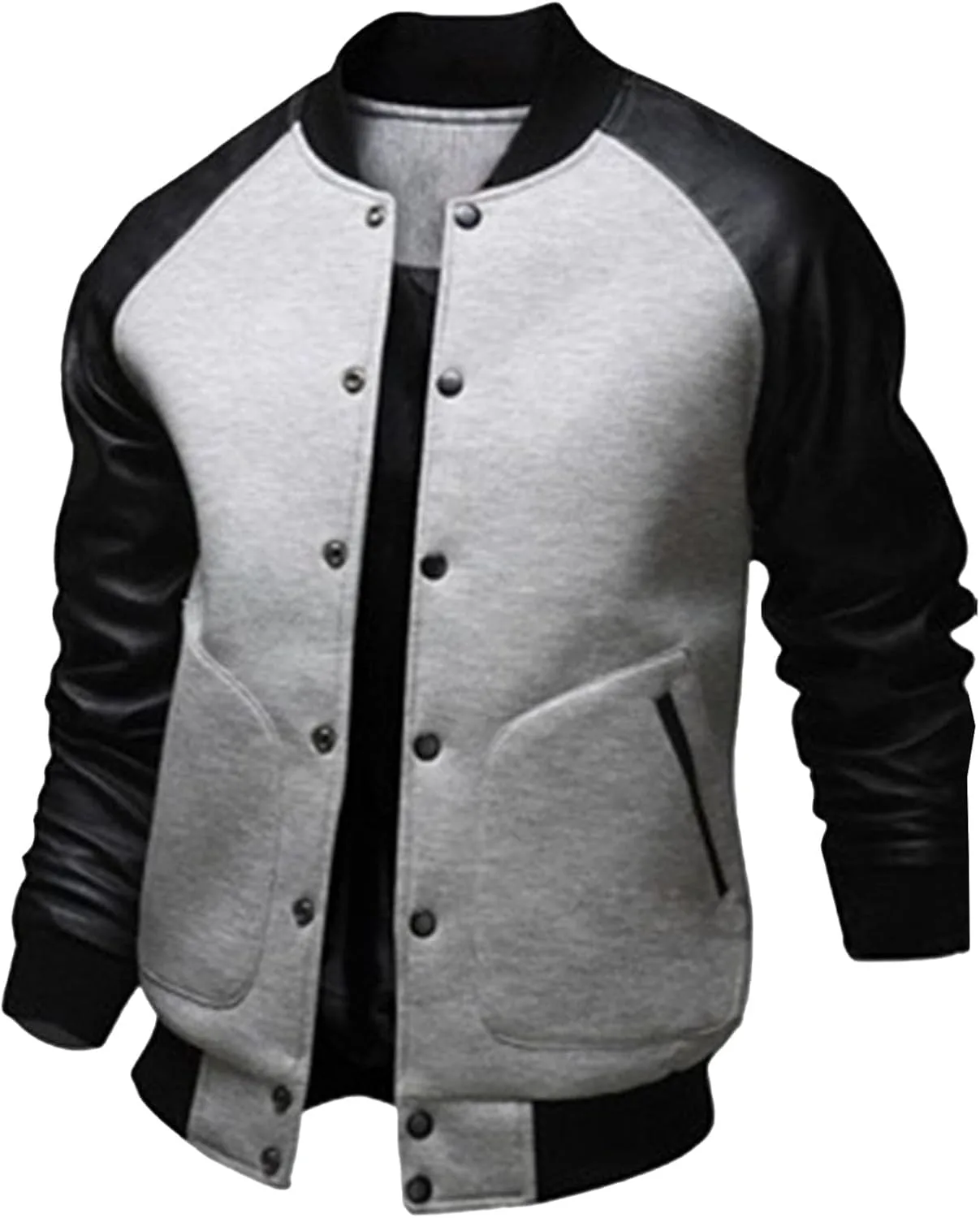 Мужская куртка в стиле Varsity, модная, приталенного кроя, бомбер, повседневная, бейсбольная, легкая куртка Generic, серый