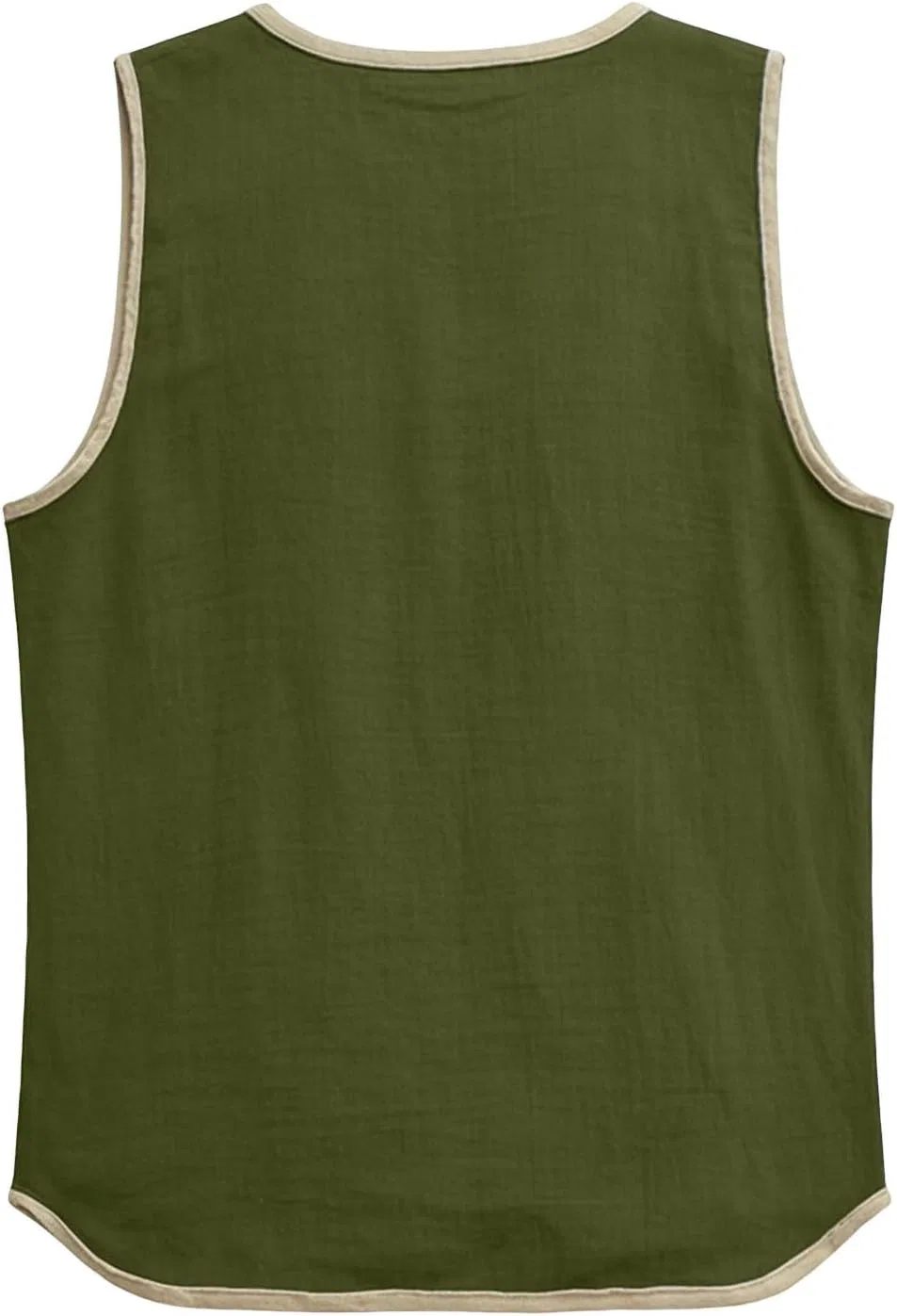Мужская майка-безрукавка из льна и хлопка, оверсайз, на пуговицах, Army Green — фото 4