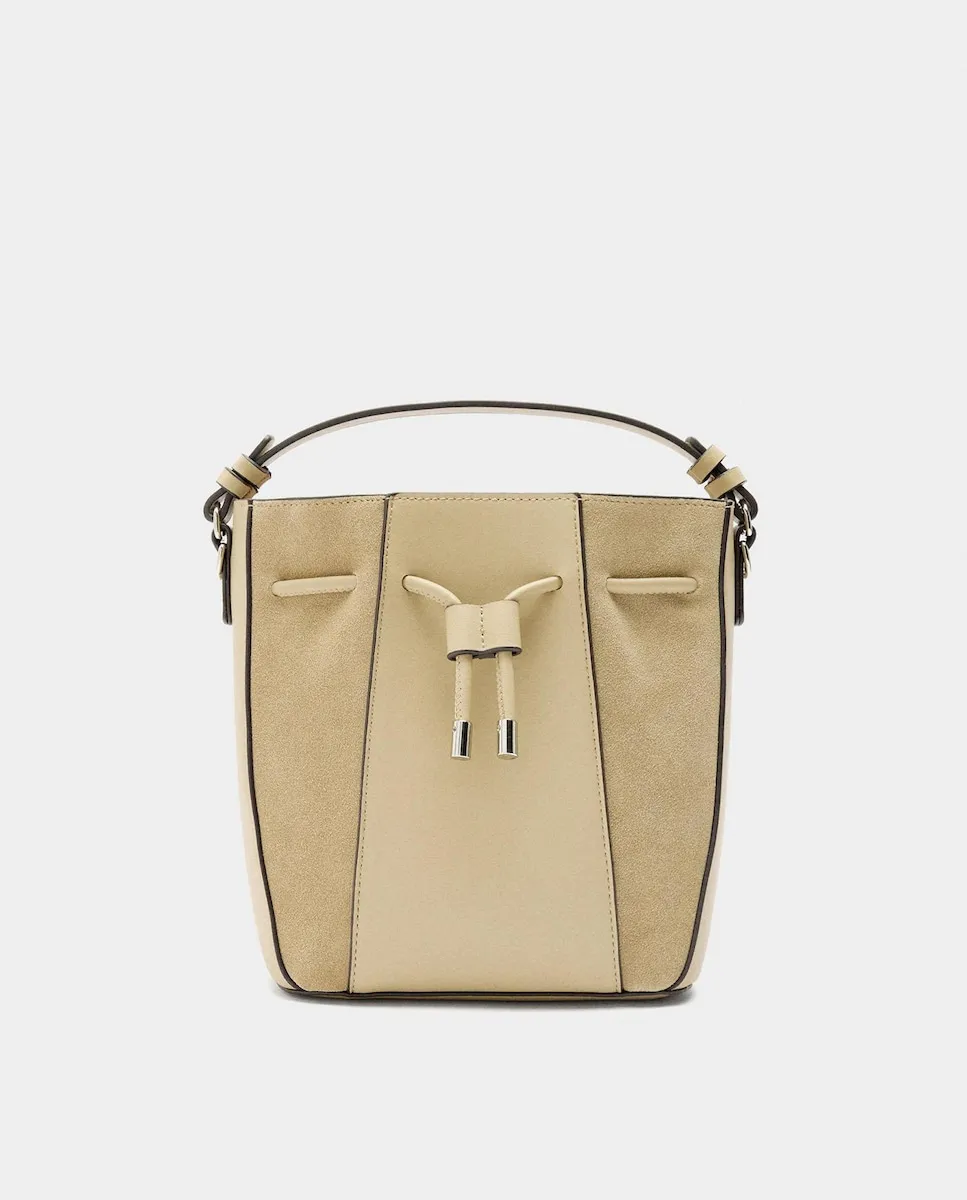 

Сумка-трансформер в стиле «ведро» с застежкой на веревке, однотонная Parfois, кремовый