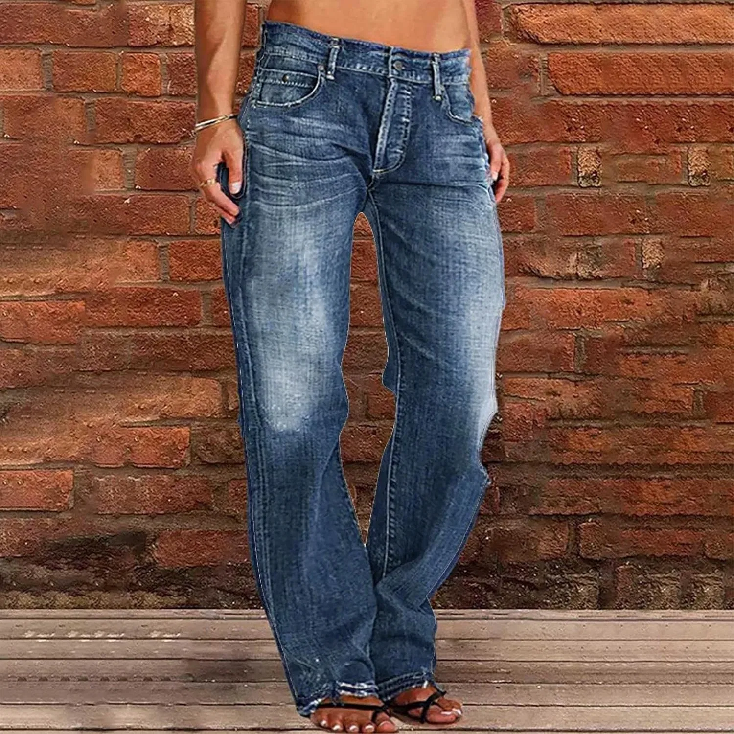 Джинсы свободные, Vintage Wash, Dark Blue — фото 2