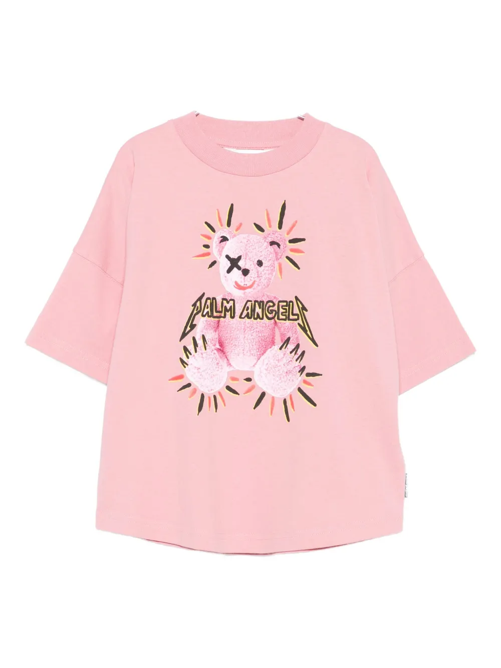 

Футболка с принтом плюшевого мишки Palm Angels Kids, розовый