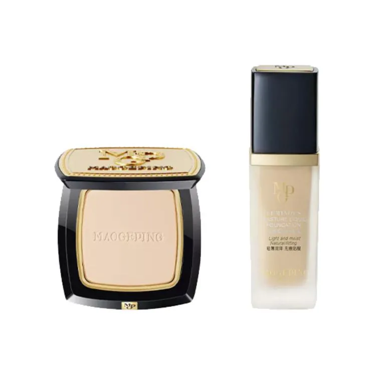 MAOGEPING Набор косметики для женщин, Small Gold Fan Powder #801 7g+Water Butter Liquid Foundation 3.0#M800 — фото 4