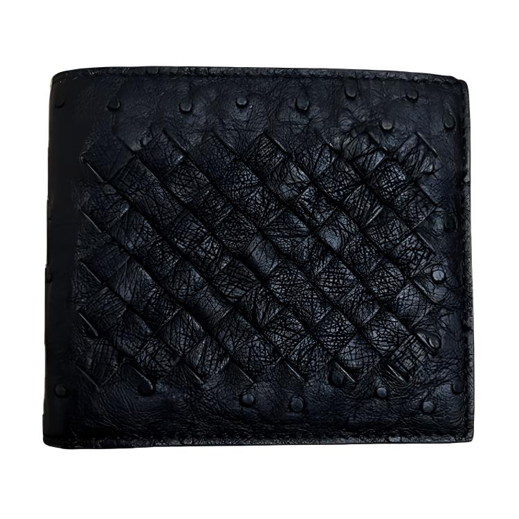 

Bottega Veneta Кожаный визитник из страусиной кожи мужской черный