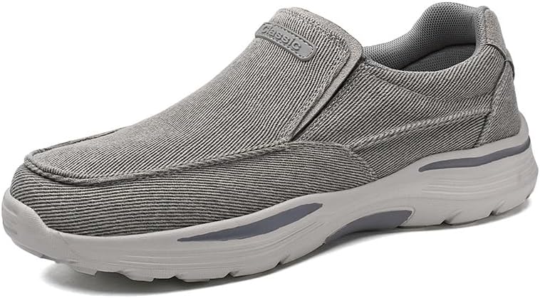 

Мужские тканевые лоферы Комфортные мягкие прогулочные туфли Легкие противоскользящие обувь для вождения Повседневные повседневные туфли на плоской подошве Asifn, серый