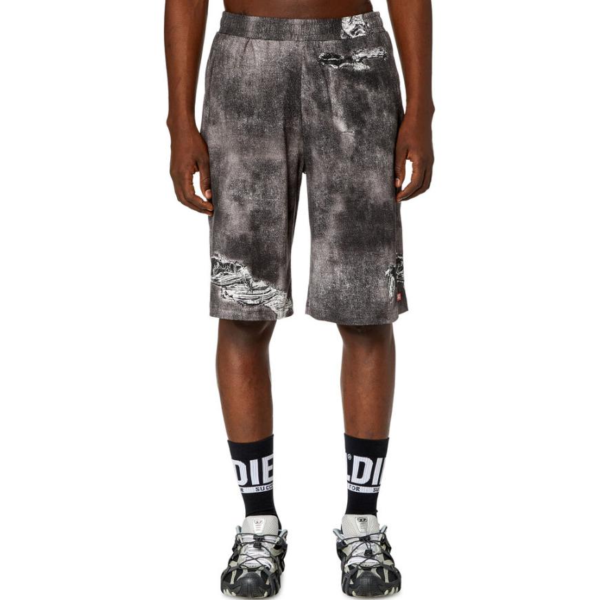 P-Ston-Short Укороченные шорты с потертостями DIESEL, черный — фото 3