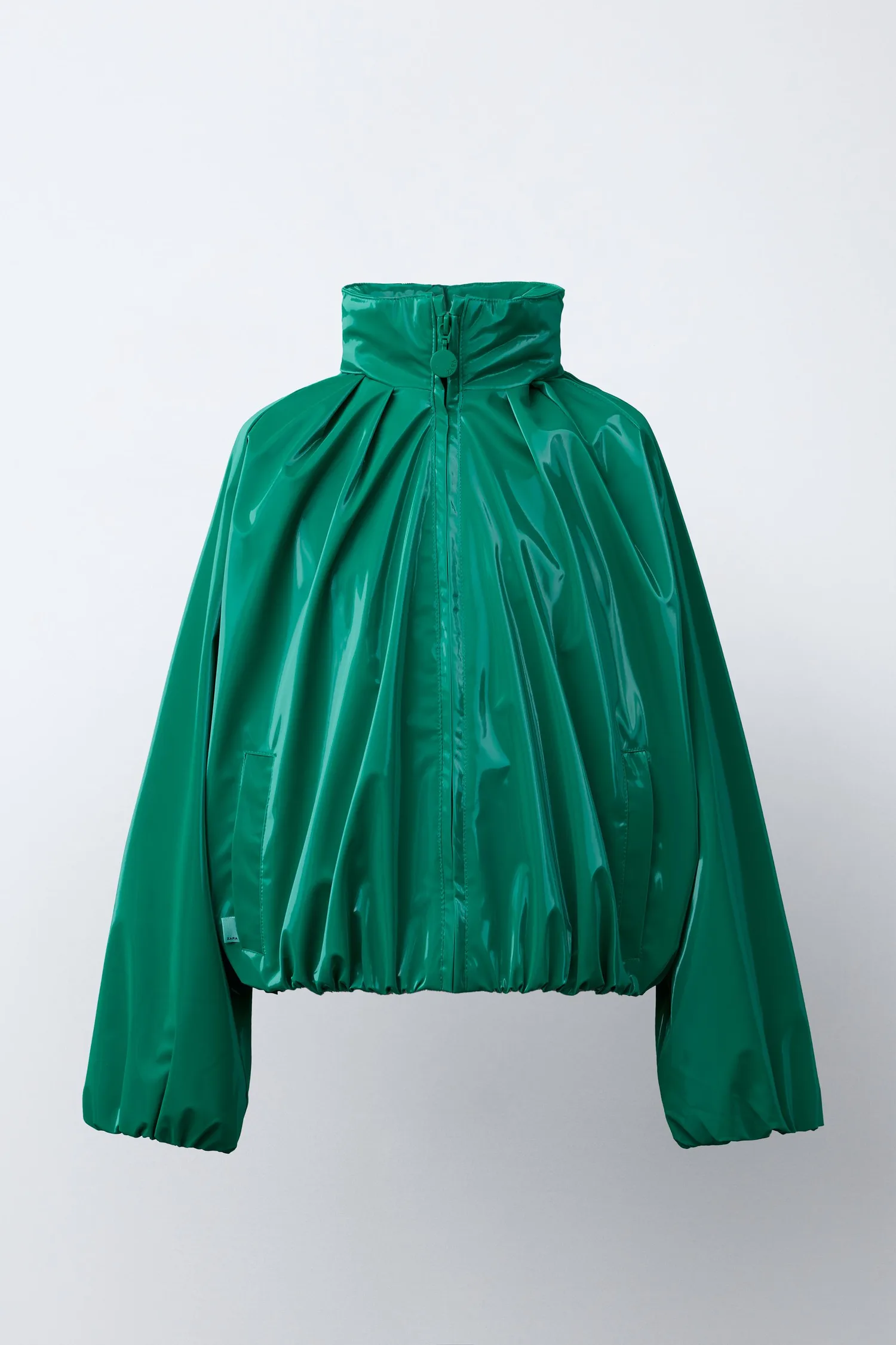 Блестящий водоотталкивающий дождевик Zara, зеленый