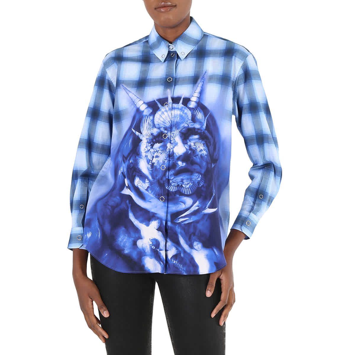 

Burberry Женская Рубашка в Клетку с Принтом Ink Blue Sea Maiden