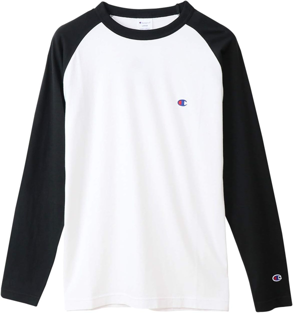 

Мужская футболка с длинным рукавом Champion (старая модель), 100% хлопок, классические рукава реглан, вышивка одного логотипа, C3-P402, черный