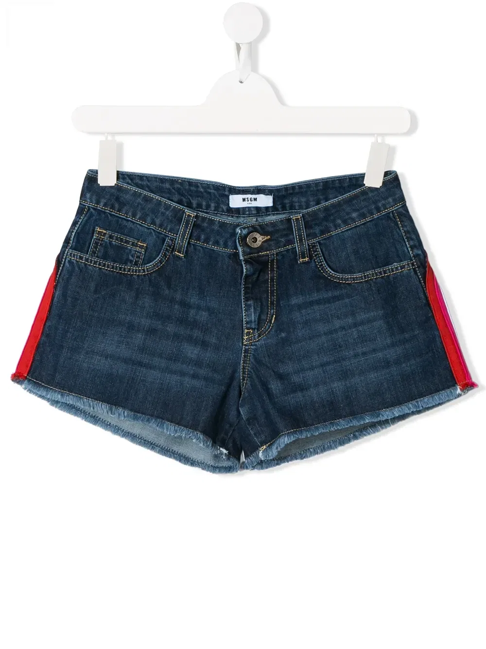 Джинсовые шорты с полосками и логотипом Msgm Kids, синий