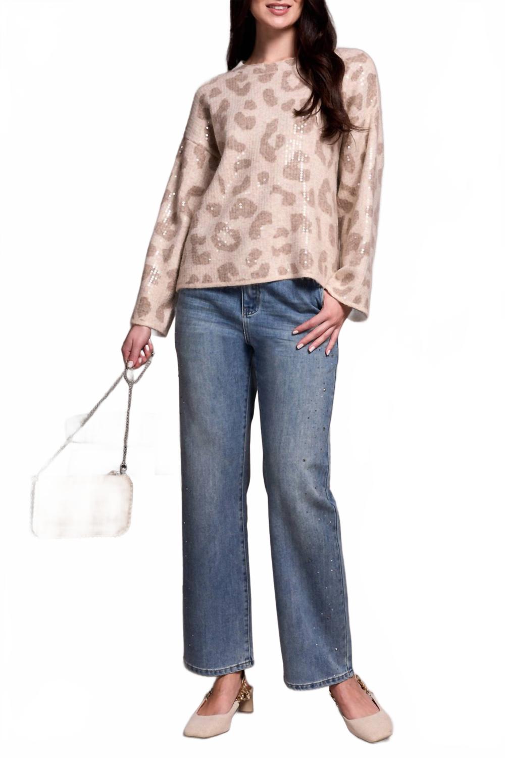 

TRIBAL Свитер с круглым вырезом и пайетками, цвет «песочный»