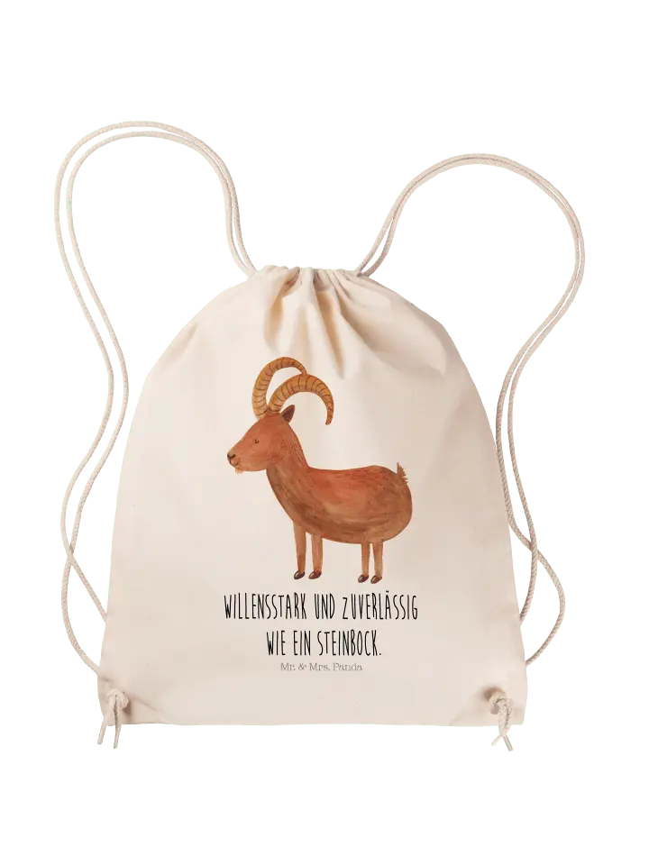

Спортивная сумка Mr & Mrs Panda Sportbeutel Sternzeichen Steinbock, кремовый