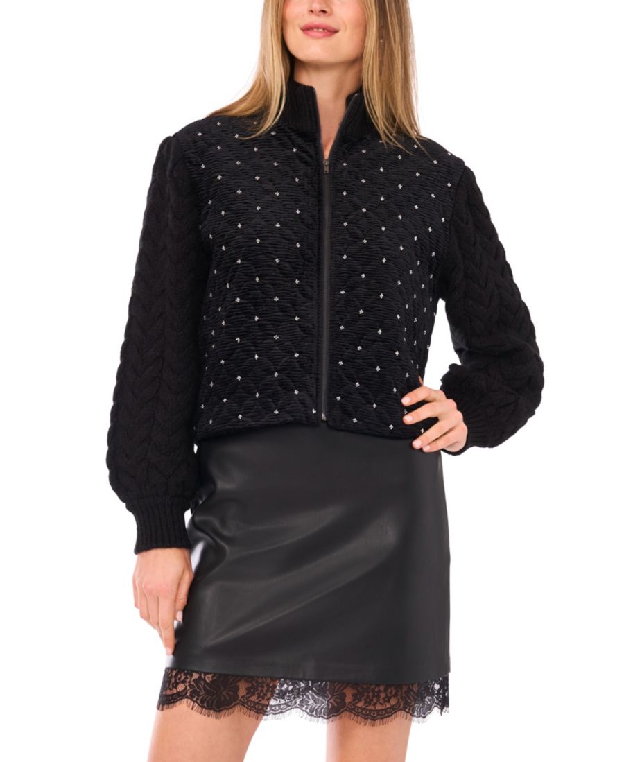 

Женская стеганая бархатная куртка с длинными рукавами Vince Camuto, Rich Black