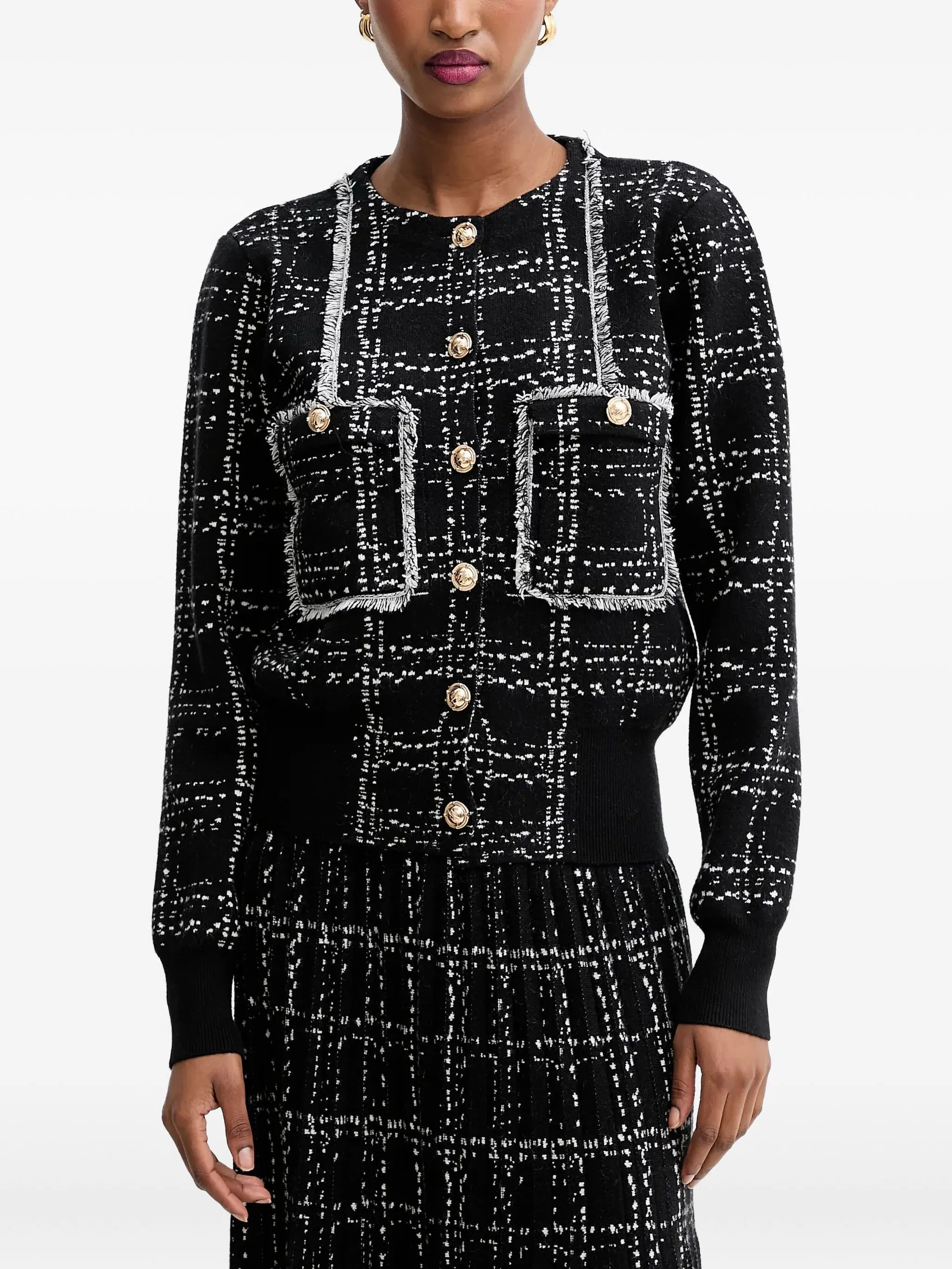 

Твидовый жакет с бахромой Silvian Heach, черный