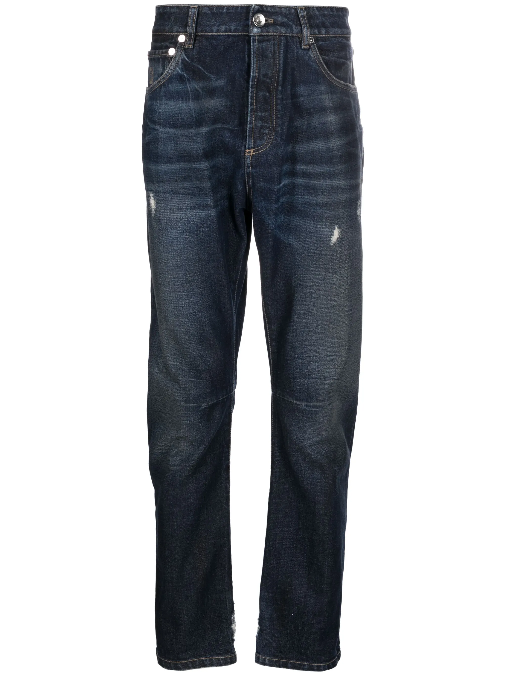 

Прямые джинсы средней посадки Brunello Cucinelli, синий