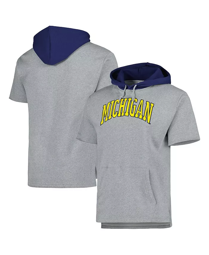 

Мужская серая меланжевая толстовка Michigan Wolverines Postgame с короткими рукавами Mitchell & Ness
