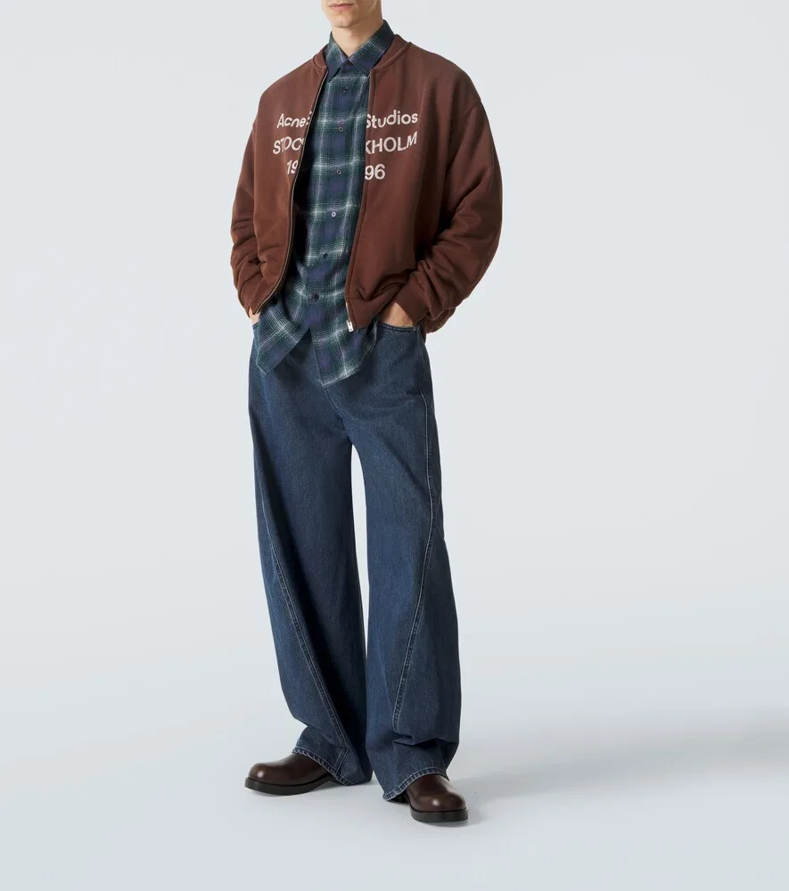 Толстовка на молнии из хлопковой смеси с логотипом Acne Studios, коричневый — фото 2
