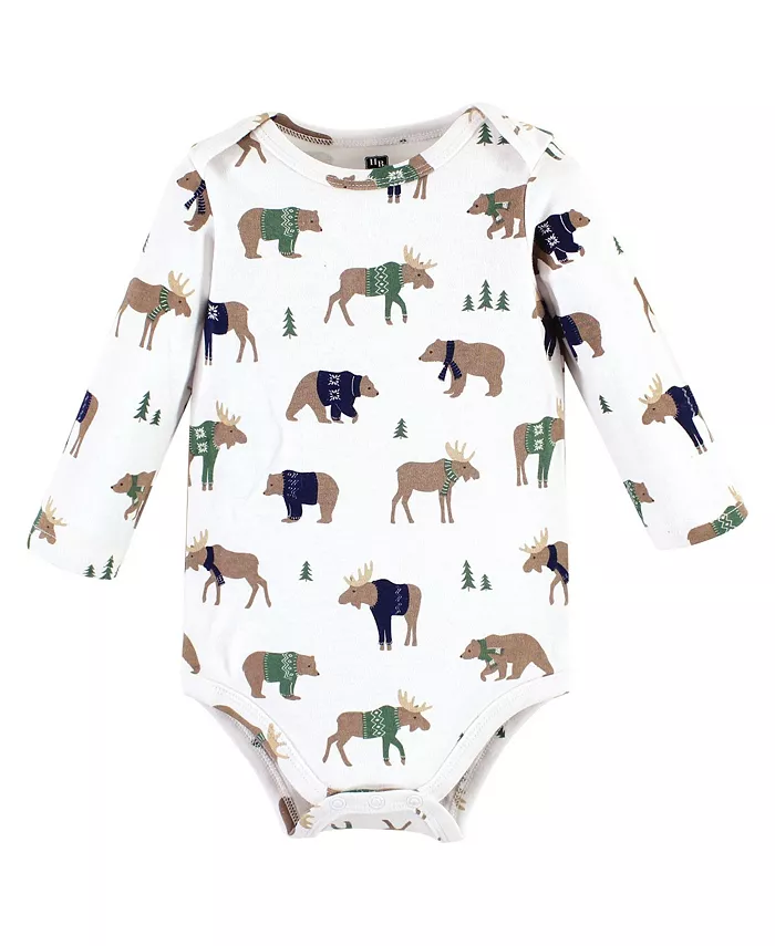 Детский хлопковый боди с длинным рукавом 3 шт Hudson Baby, синий — фото 4