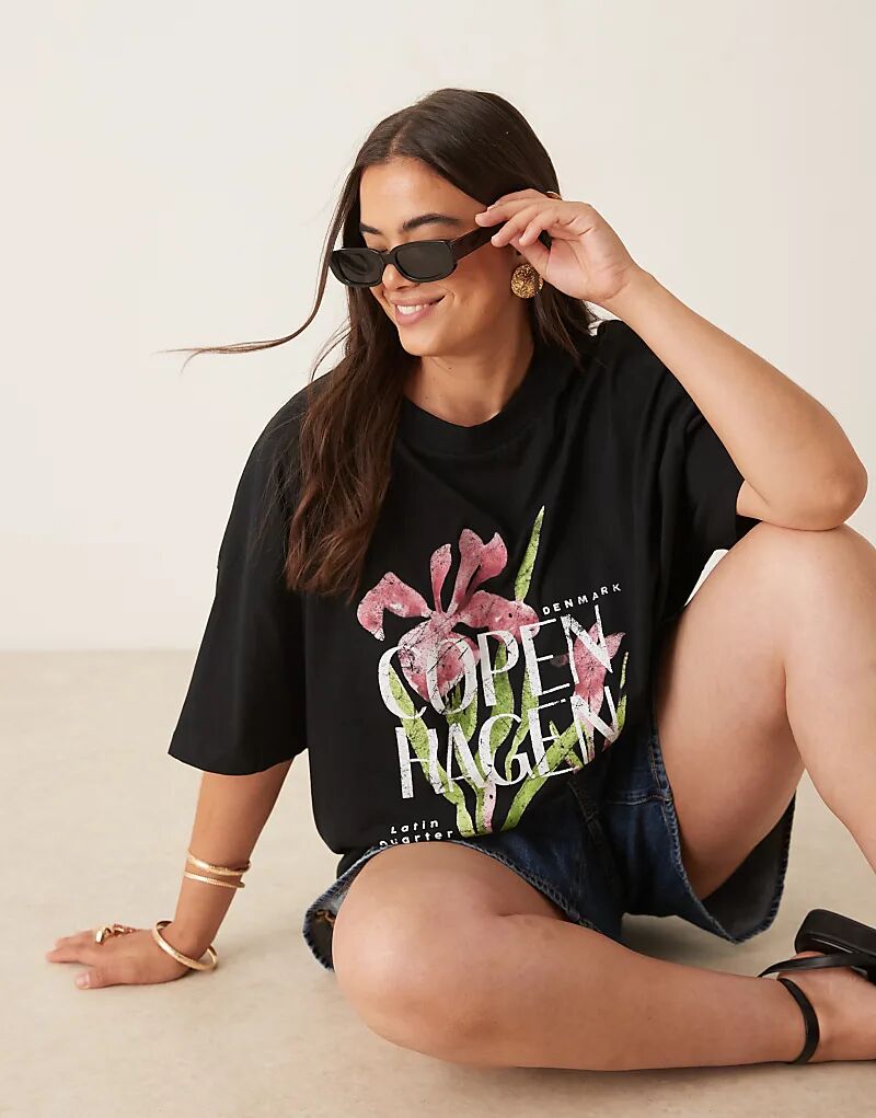 

Футболка свободного кроя ASOS DESIGN Curve с принтом Копенгагена черного цвета Asos Curve