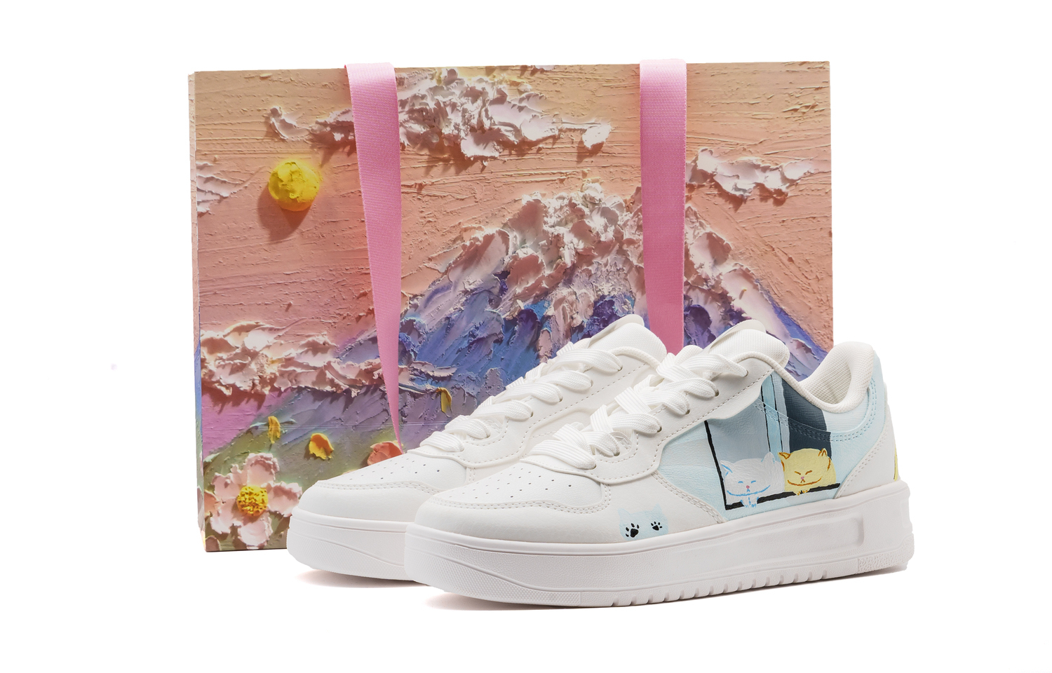 

ANTA Мужские и женские бело-голубые низкие кеды для скейтбординга с амортизацией и износостойкой подошвой в подарочной упаковке, цвет White Blue (Shopping Bag)