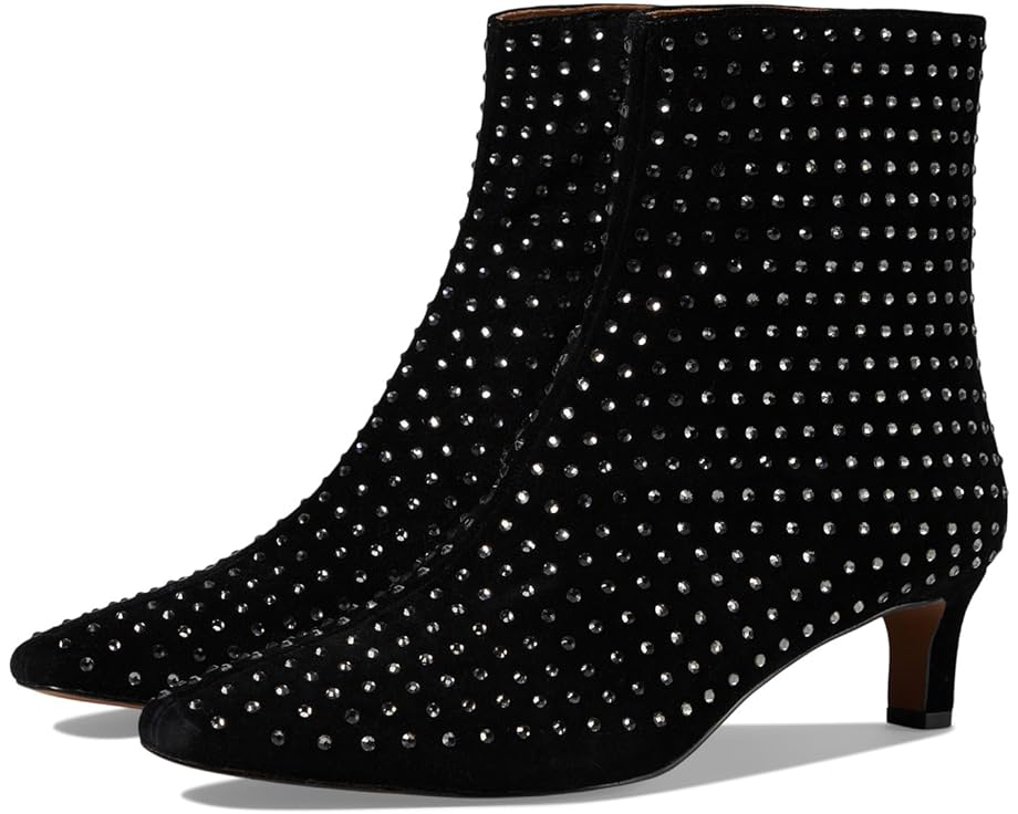 

Ботинки Madewell The Dimes Kitten-Heel Boot in Crystal-Embellished Suede, черный