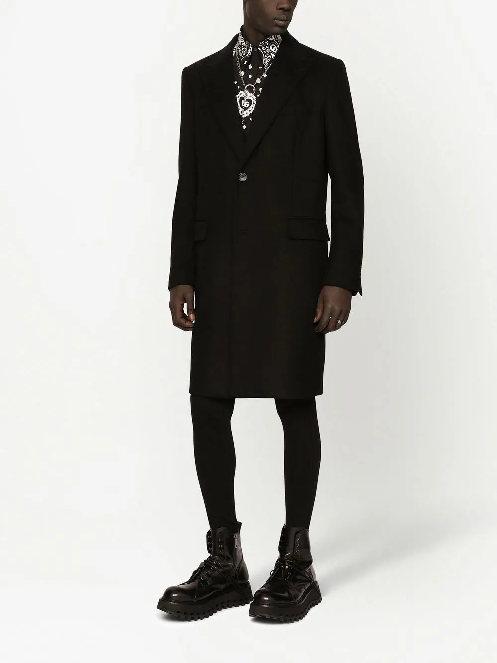 Однобортное шерстяное пальто Deconstructed DOLCE & GABBANA, черный — фото 3