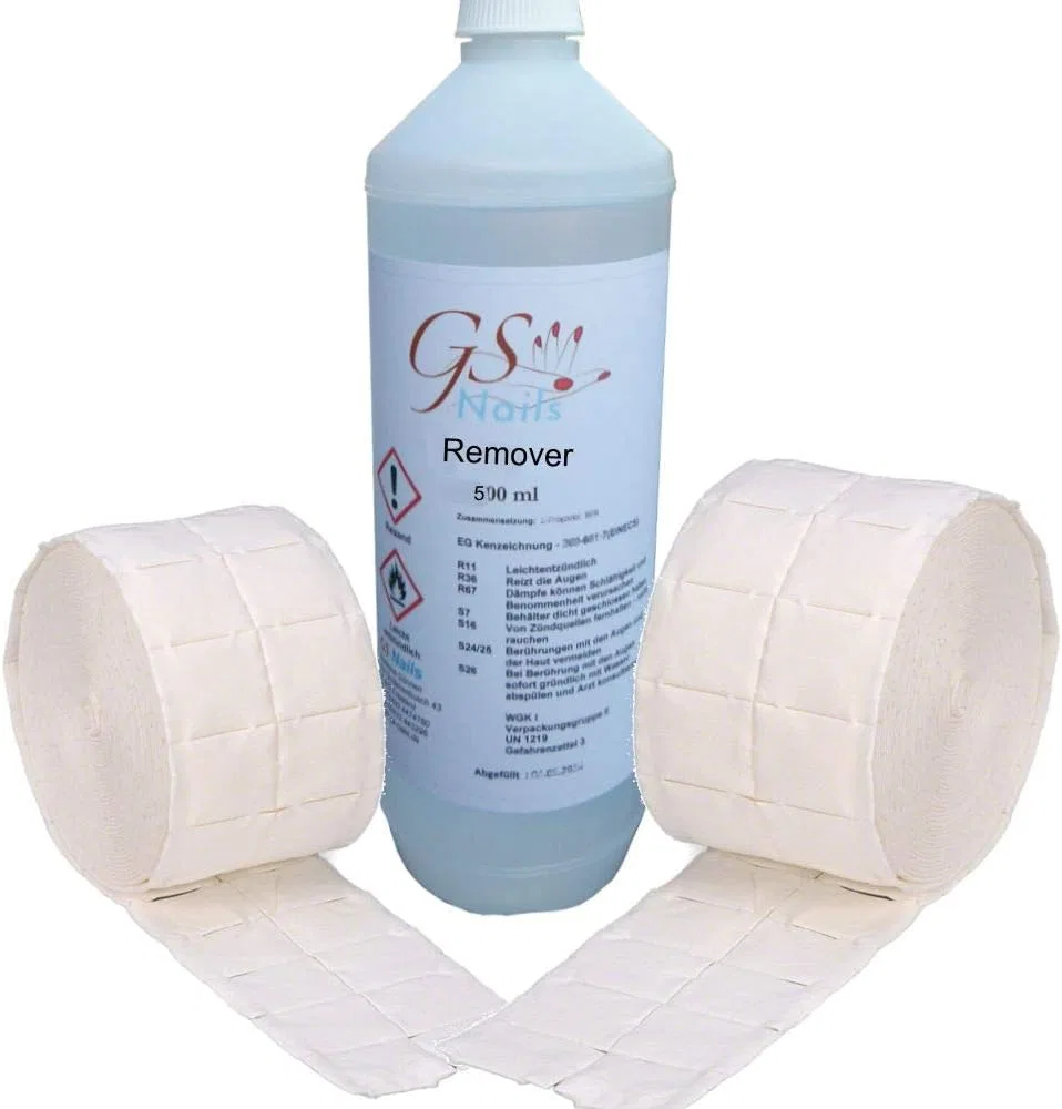 Средство для снятия лака Lohmann and Rauscher GS-Nails Remover, 500 мл, с 1000 целлюлозных салфеток Gs-Nails