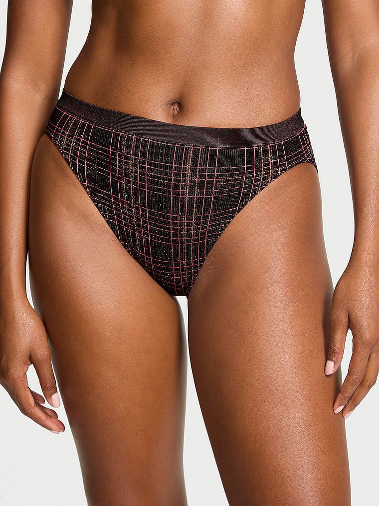 

Бесшовные трусики-слипы с высоким вырезом в блестящую клетку Seamless, shimmer plaid black shimmer plaid