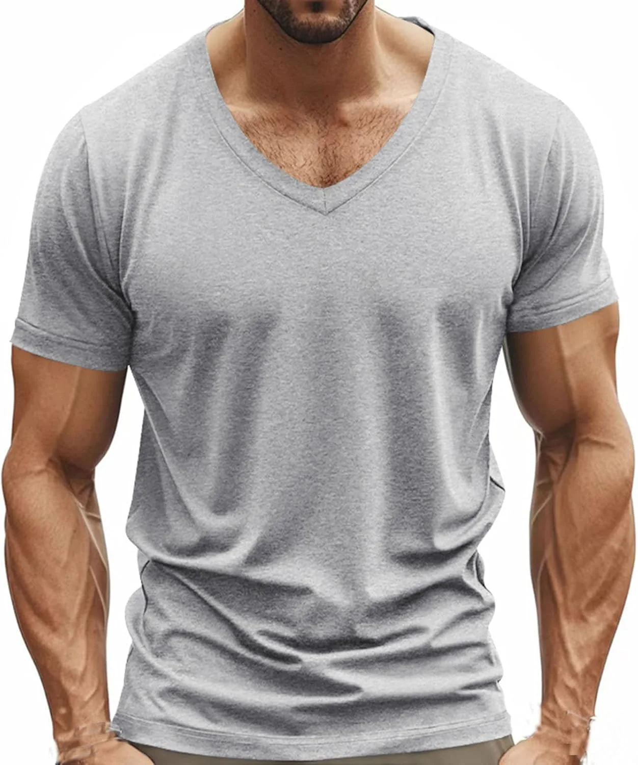 

Футболка мужская V-образный вырез, мягкая эластичная, Slim Fit, для тренировок Uillui