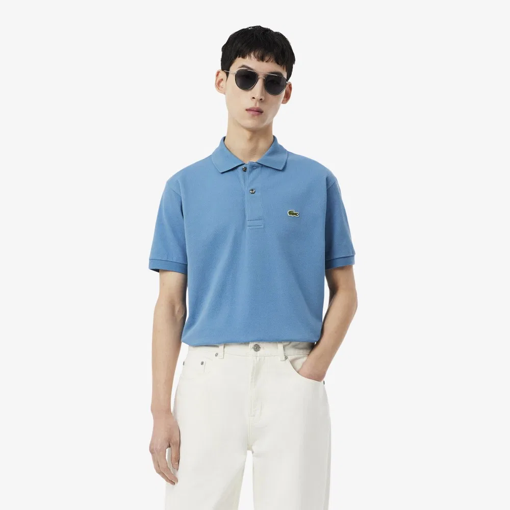 Поло Lacoste мужская классическая, с коротким рукавом, синий