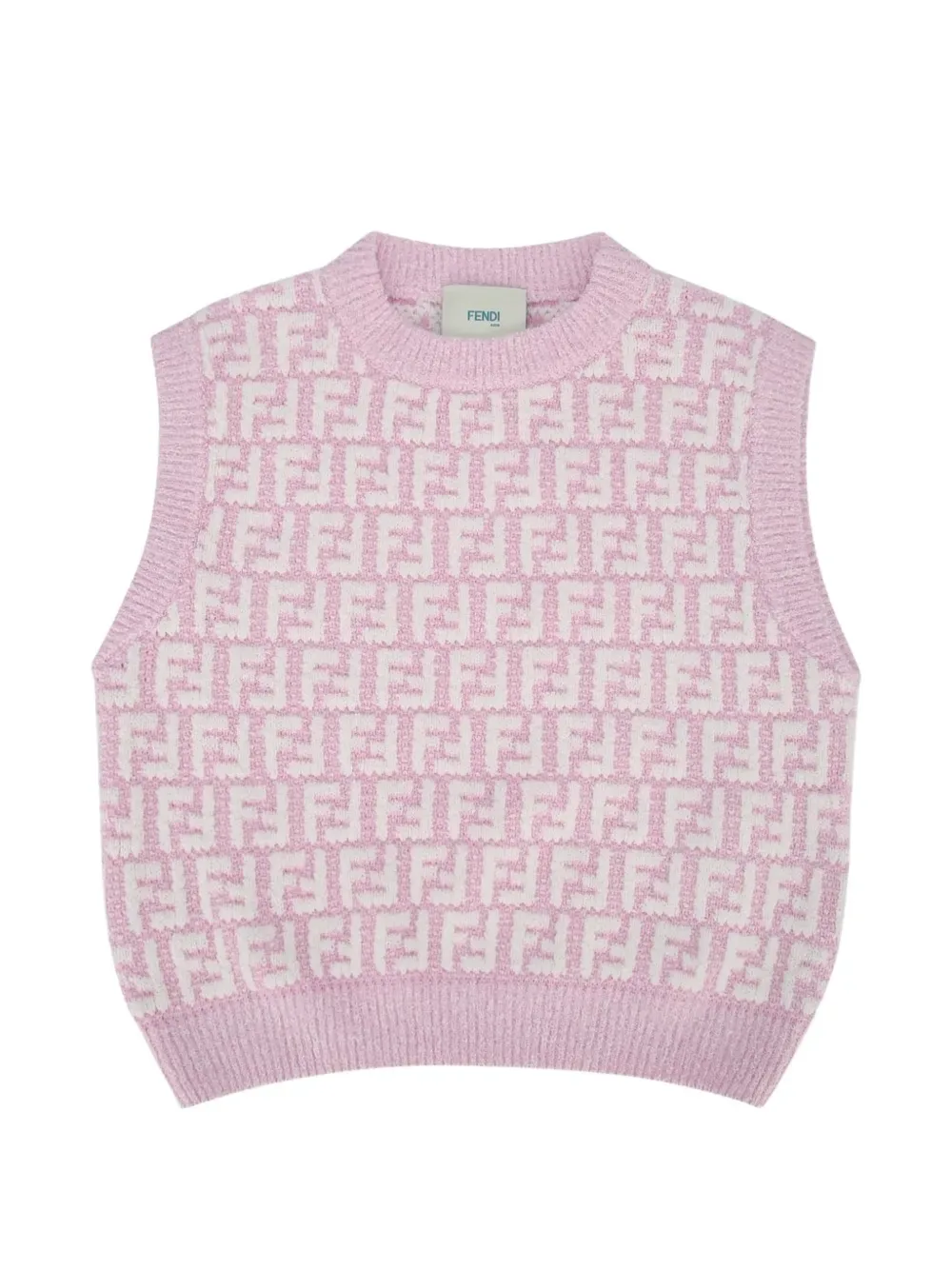 Вязаный топ с логотипом FENDI KIDS, розовый