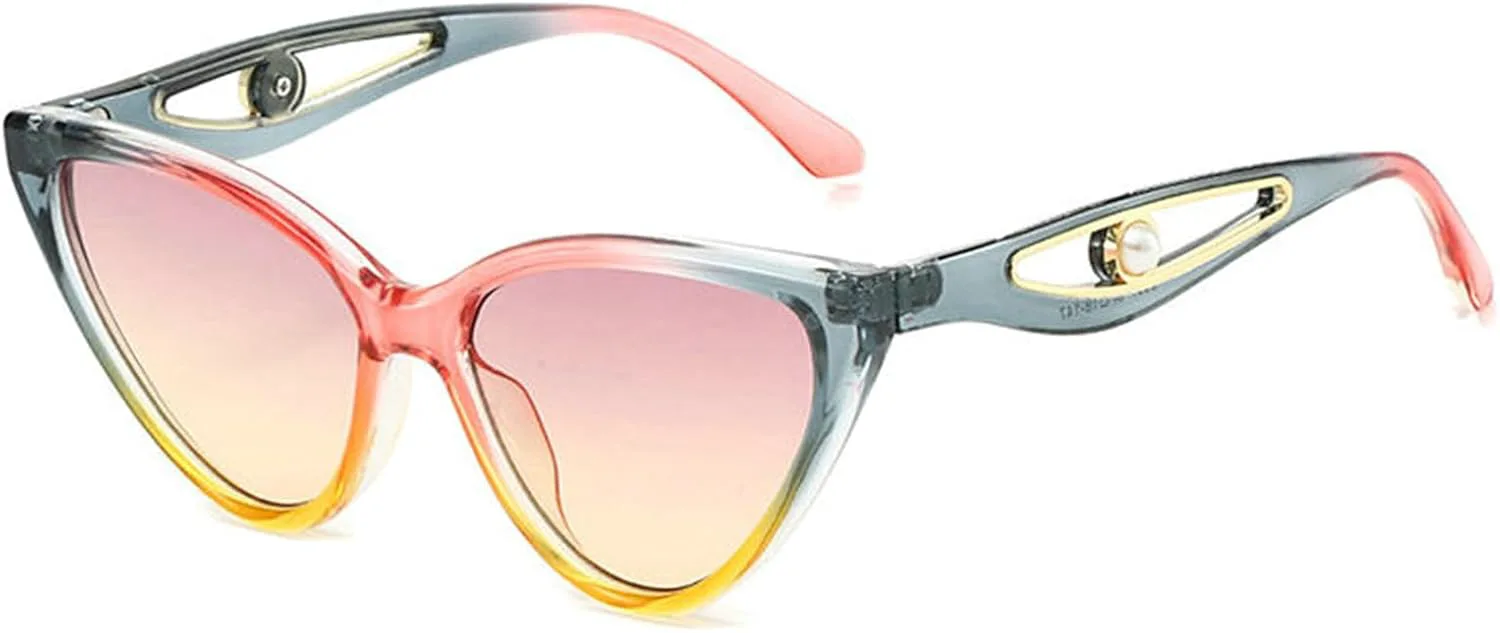 

Винтажные женские солнцезащитные очки «кошачий глаз» с ажурным жемчужным декором, модные очки в крупной оправе, мужские летние дорожные очки UV400 willochra, C5