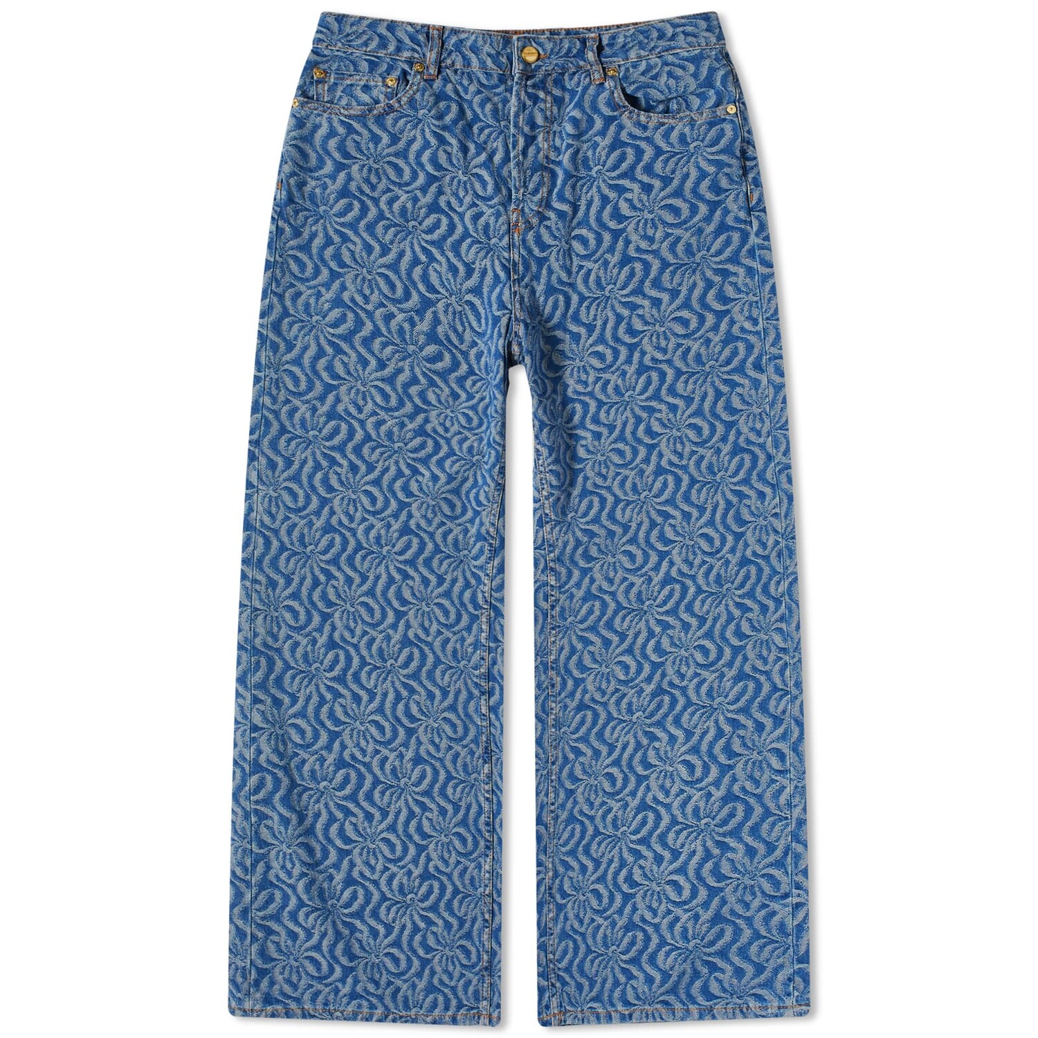 

Брюки Ganni Denim Wide, цвет Mid Blue Stone